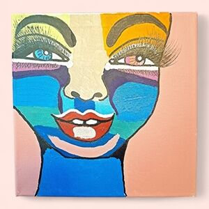 ✨️"Sylvia" Megan Phoenix Original! Colorful Pop Art Portrait! Acrylic On Canvas!